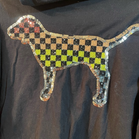 PINK sequin checkered dog hoodie - Picture 3 of 7